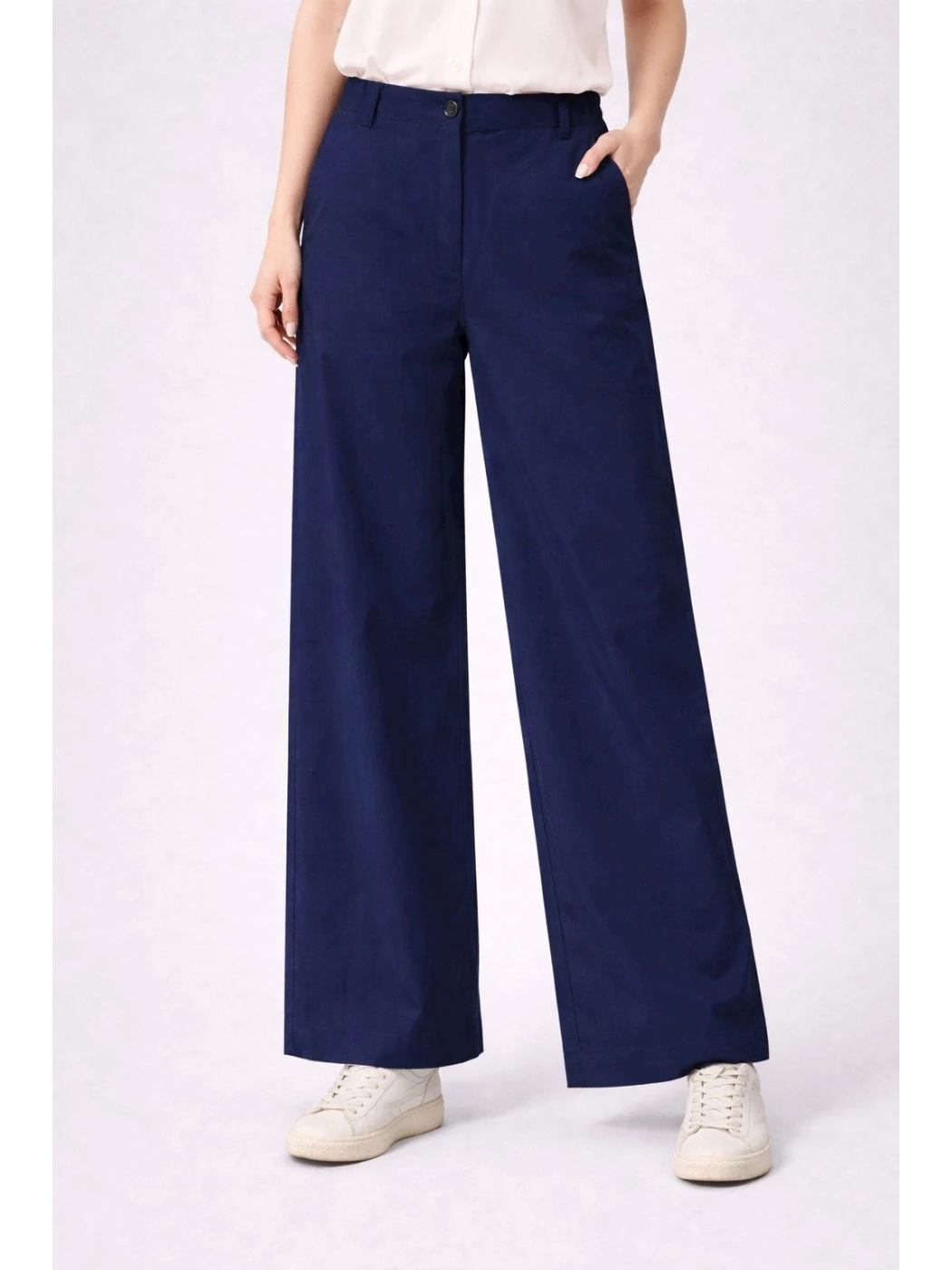 IBlues solid color poplin trousers