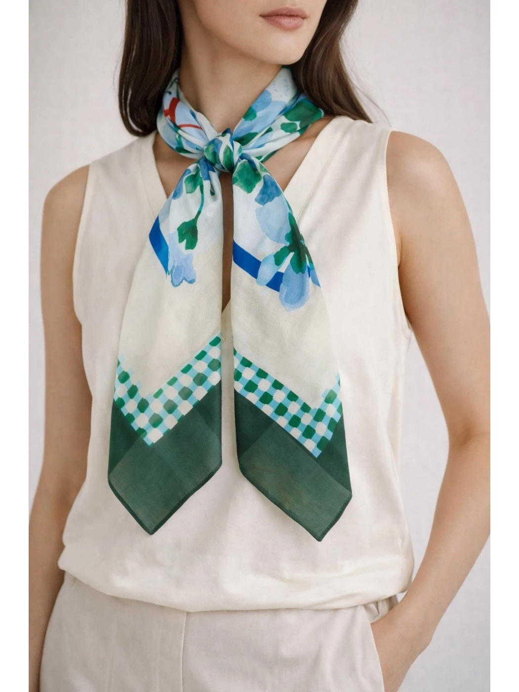 IBlues patterned silk blend scarf