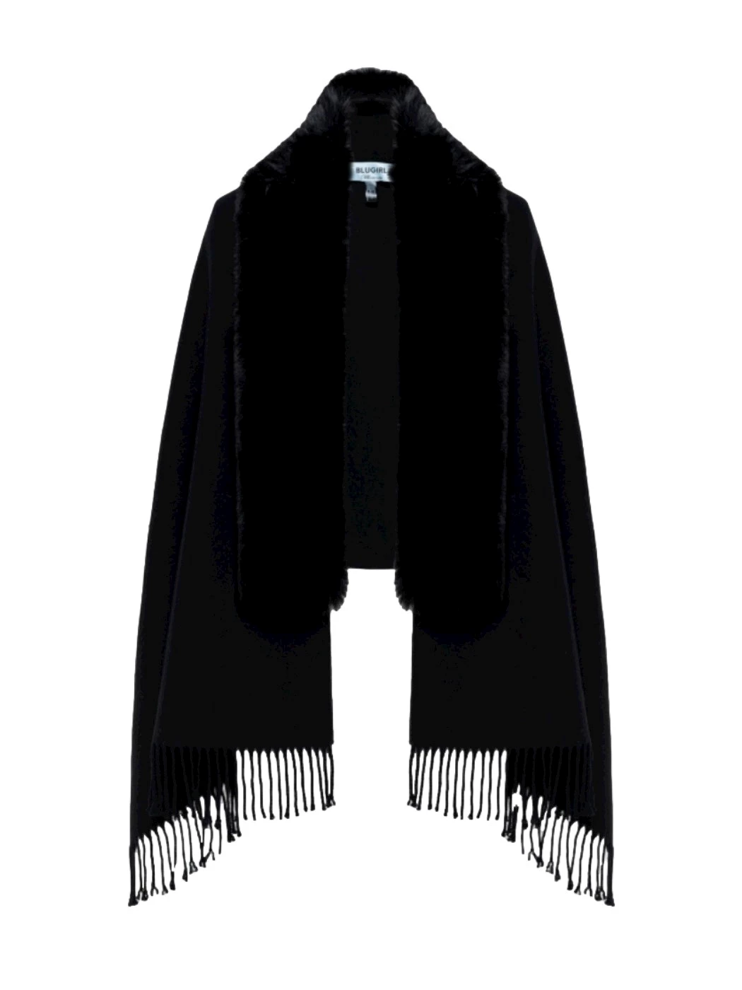 Knitted stole with faux fur collar BLUGIRL