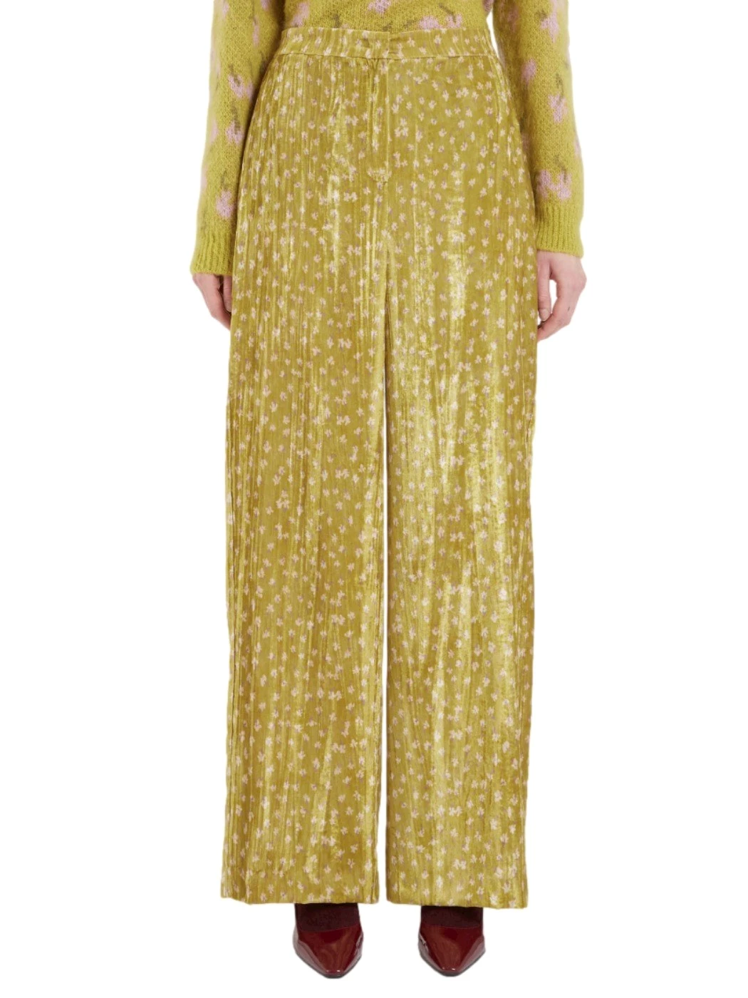 IBlues printed crinkle velvet trousers