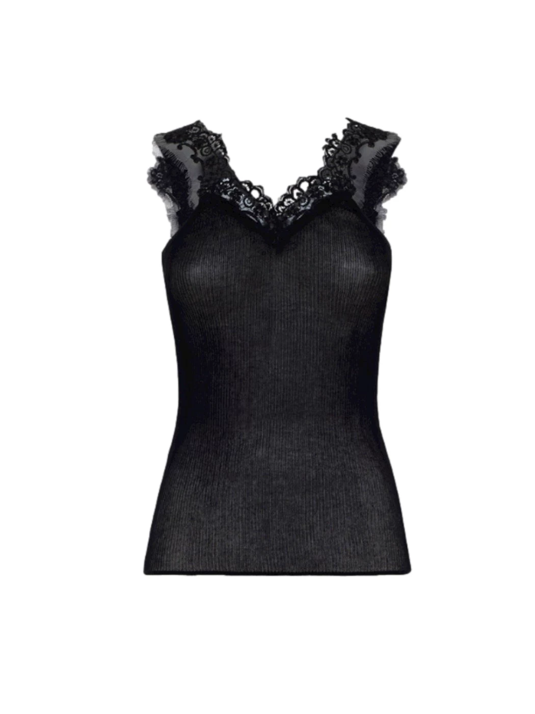 Ribbed cotton top with lace BLUGIRL