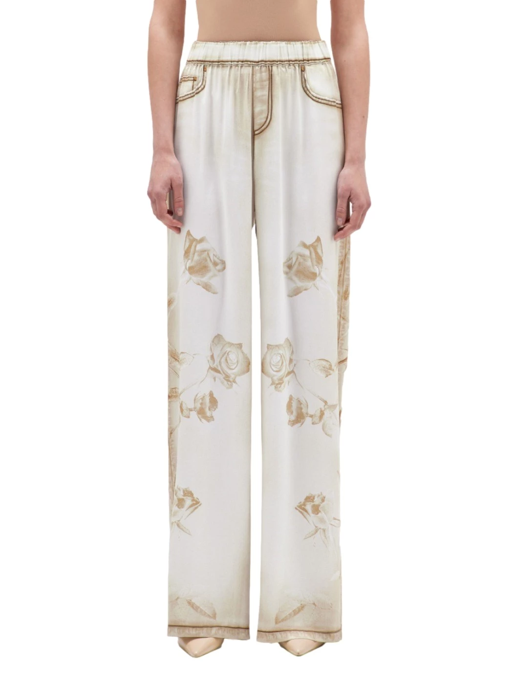 Denim-effect satin trousers BLUGIRL