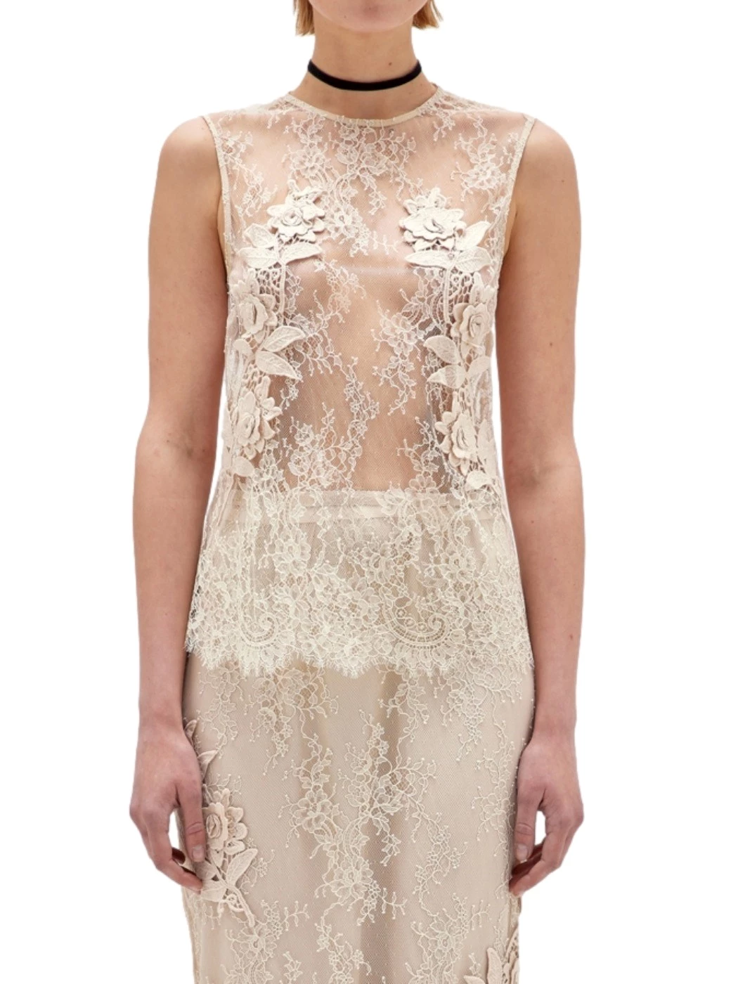 Slim lace top with BLUGIRL embroidery