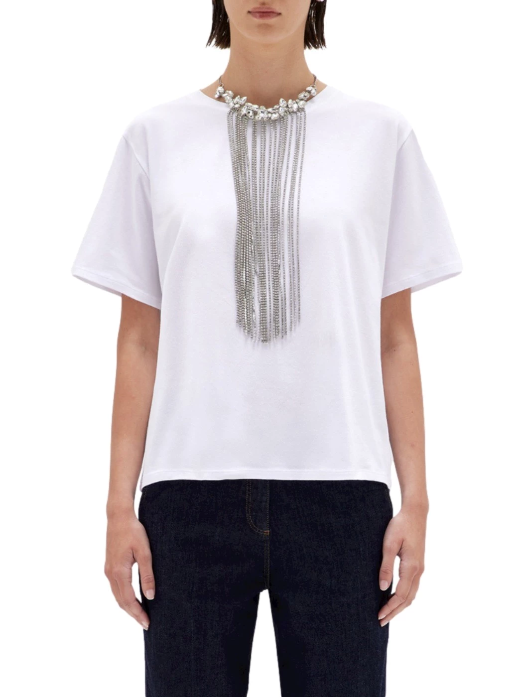 Cotton T-Shirt with crystal necklace BLUGIRL