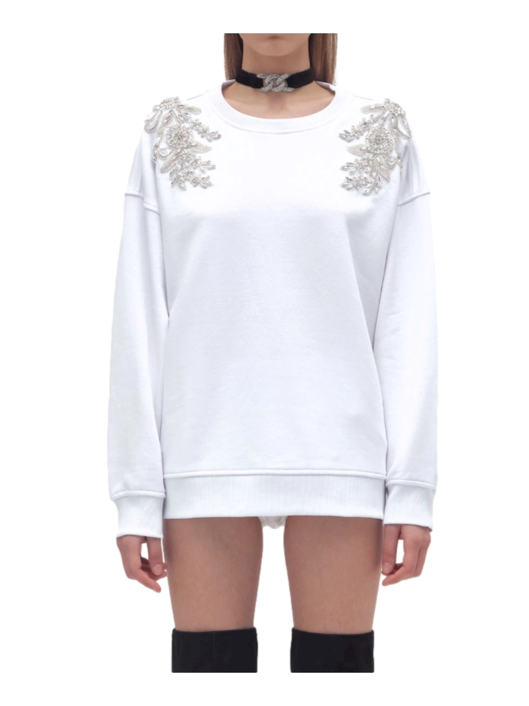Cotton sweatshirt with floral patch BLUGIRL