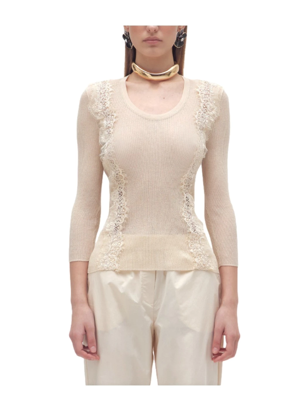 Ribbed sweater with lace BLUGIRL