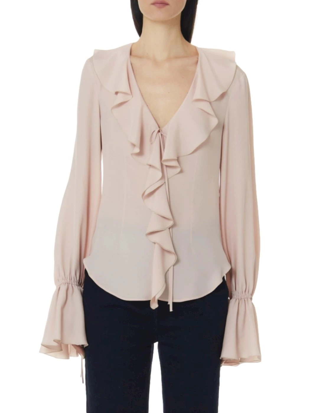 Ruffled silk blend blouse BLUGIRL