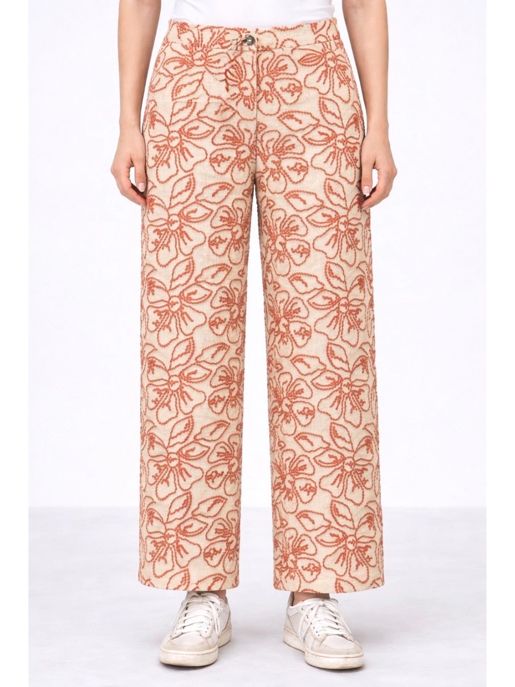 Emme Marella embroidered cotton and linen trousers