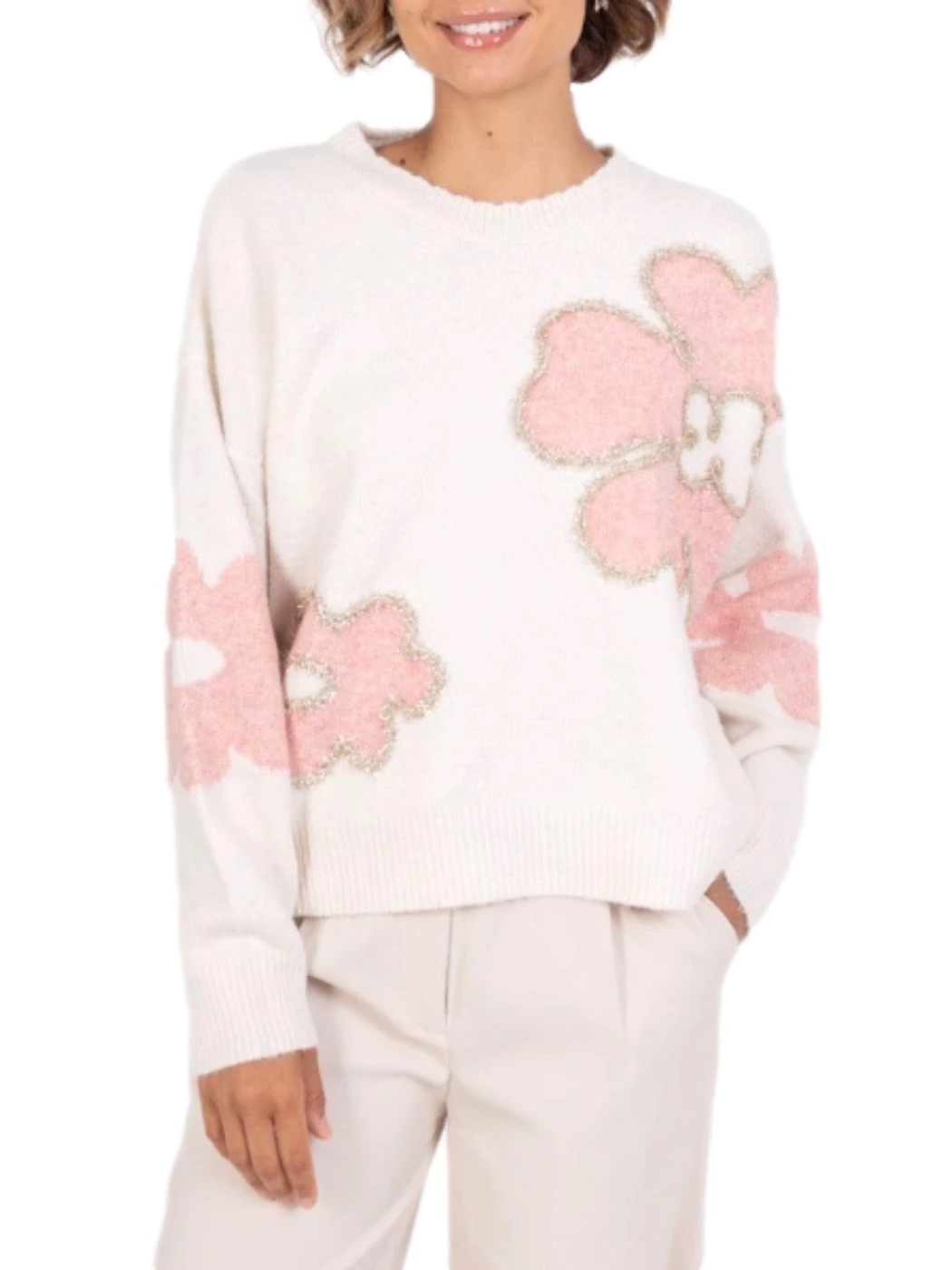 ANOMIE lurex flower sweater