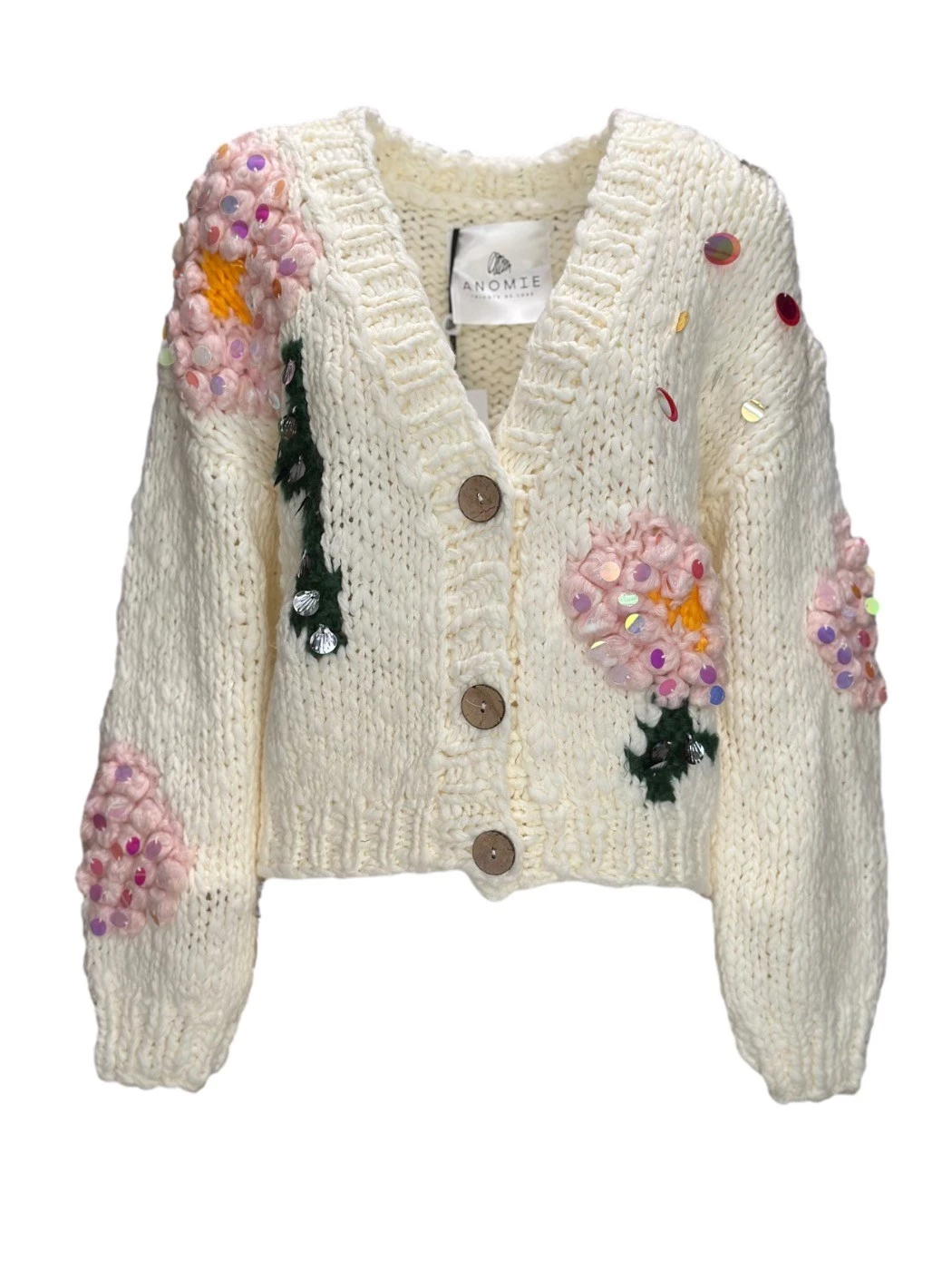 Cardigan with flower embroidery and ANOMIE sequins