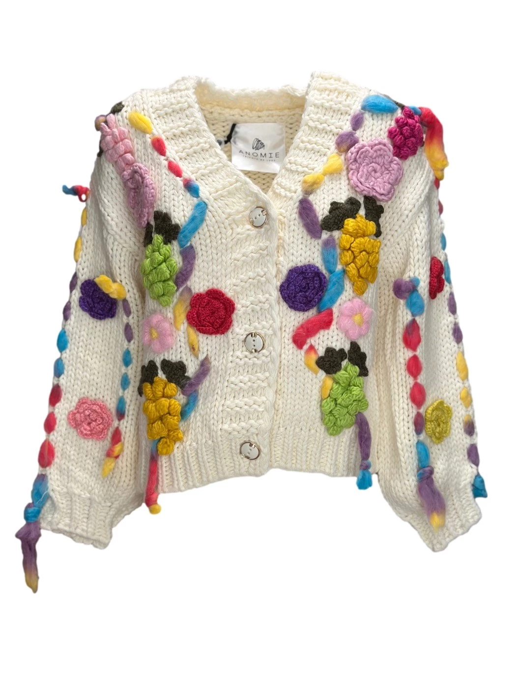 Cardigan with ANOMIE embroidery