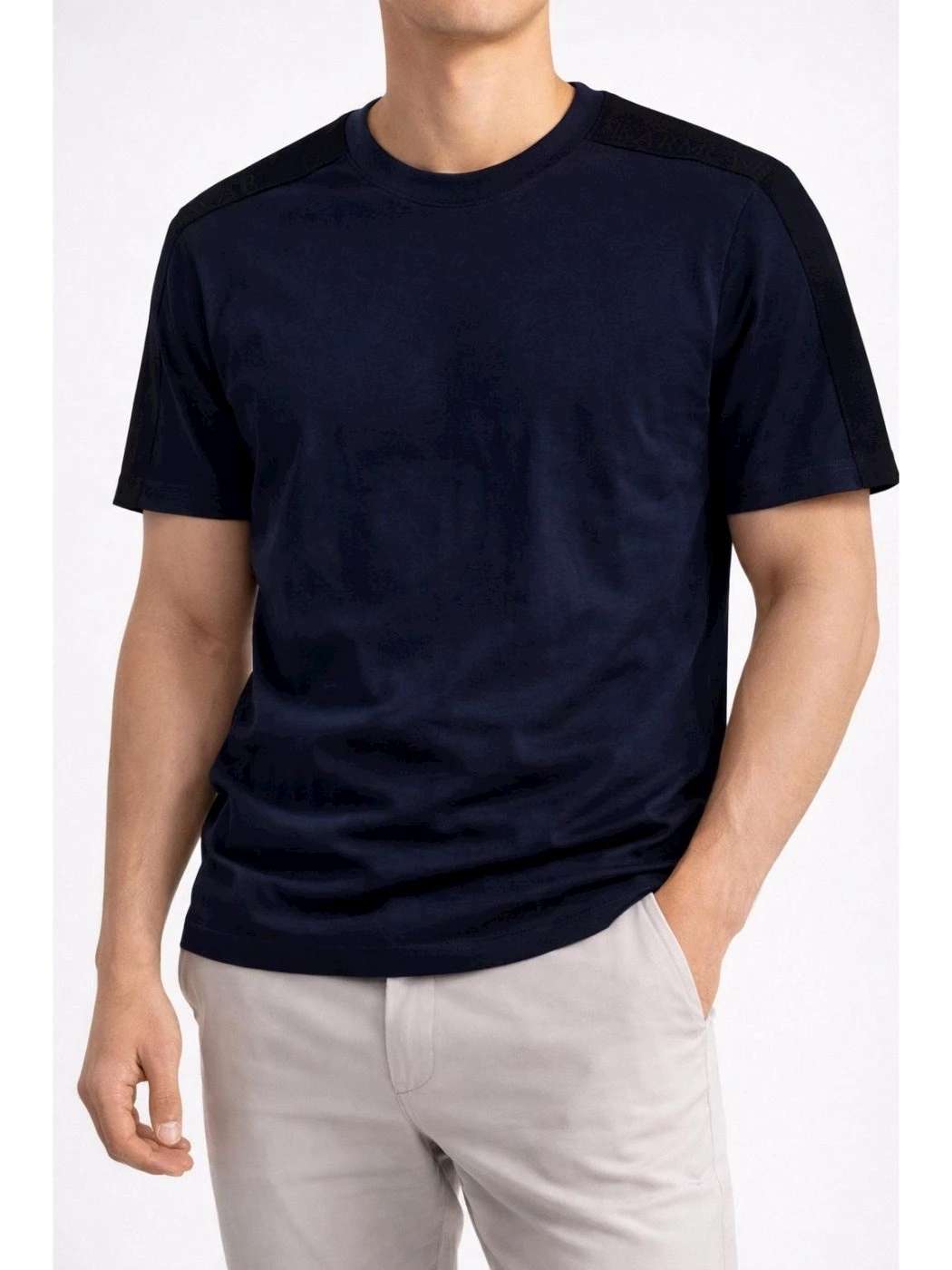 Regular-fit T-shirt with contrasting Armani Exchange inserts