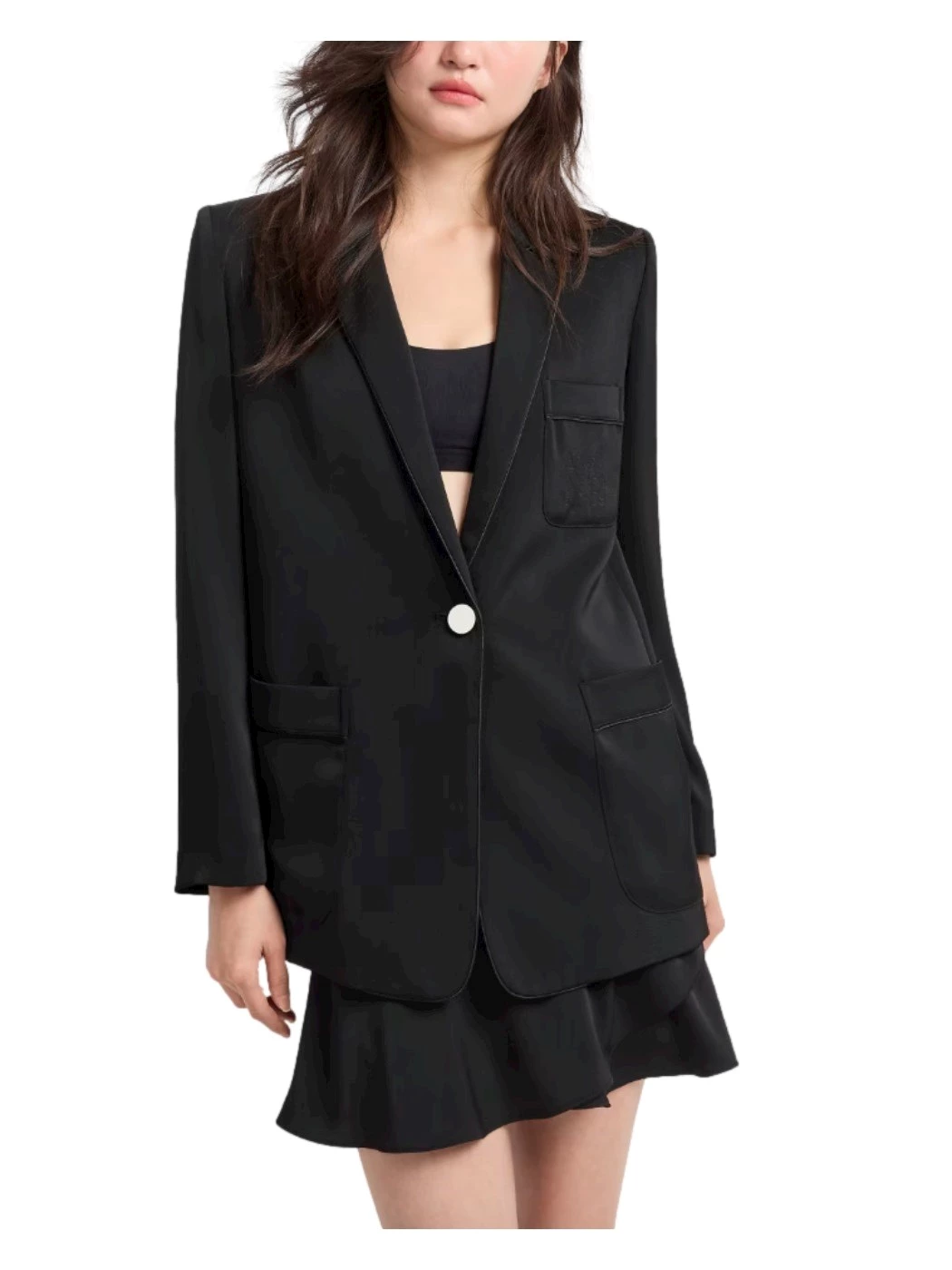 Single-breasted jacket in matte satin fabric Armani Exchange