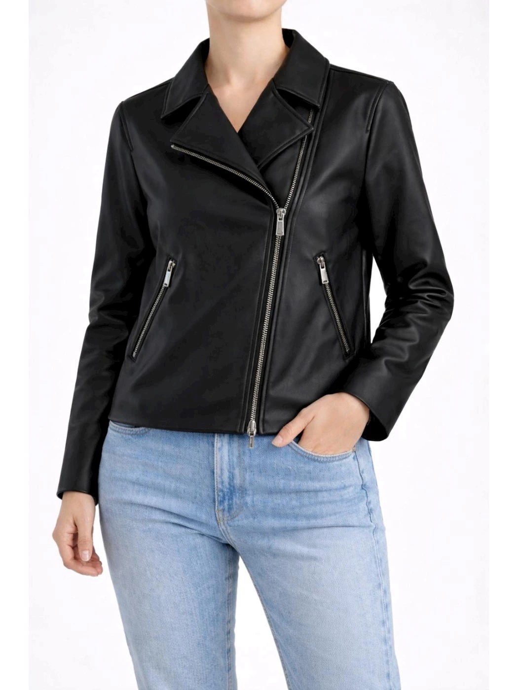 Armani Exchange faux leather biker jacket