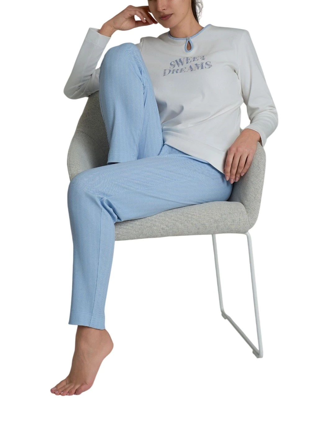 Pigiama Serafino Manica Lunga Donna DR56N1