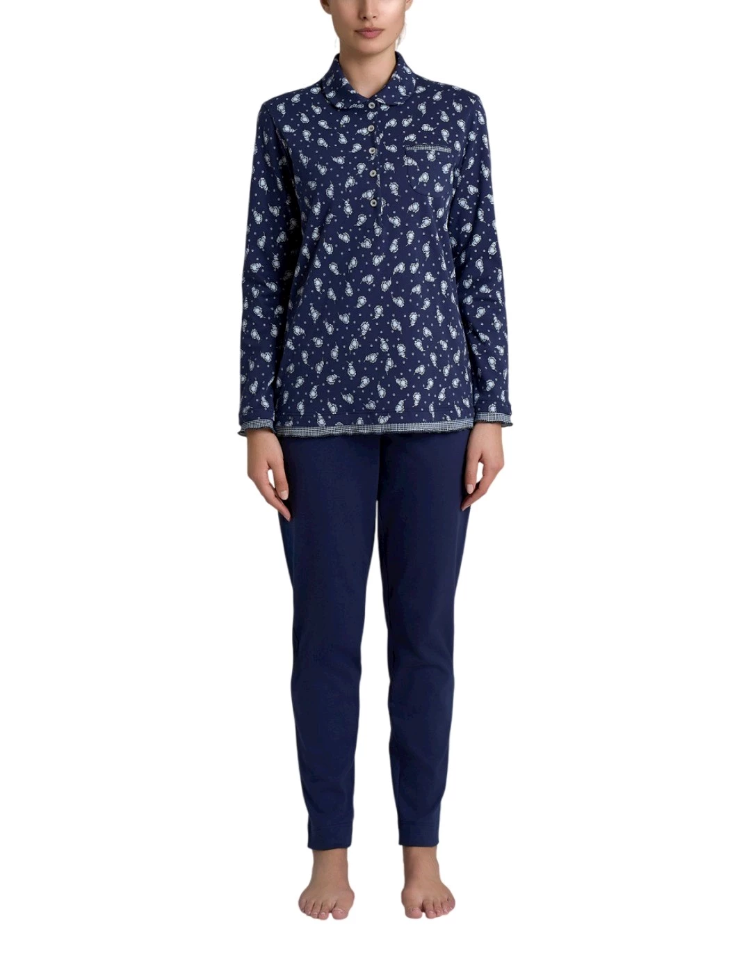 Pigiama Serafino Manica Lunga Donna DR57N1