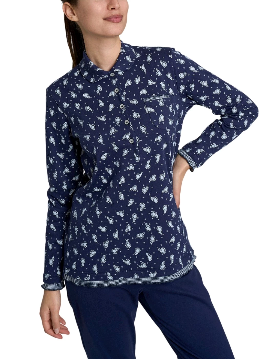 Pigiama Serafino Manica Lunga Donna DR57N1