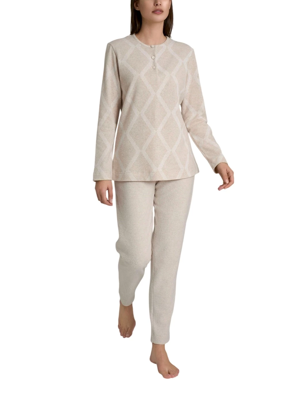 Pigiama Serafino Manica Lunga Donna DR90N1