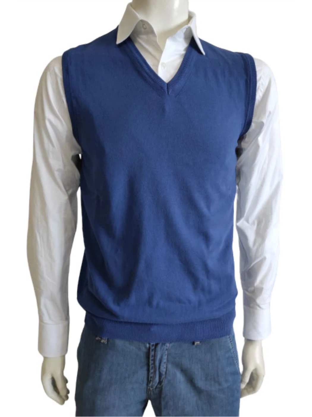 Maglia Uomo Senza Maniche Scollo V Gilet Cotone H755TV