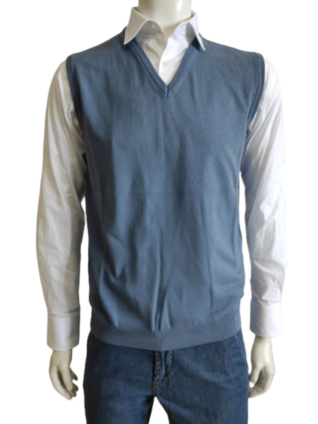 Maglia Uomo Senza Maniche Scollo V Gilet Cotone H755TV
