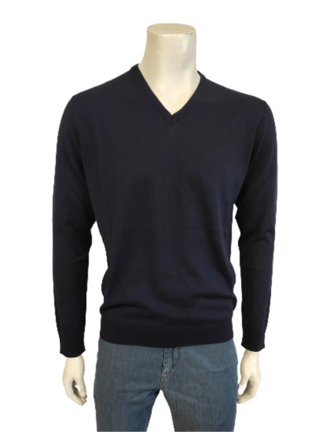 Maglia Uomo Manica Lunga Scollo V Cotone Seta H841V