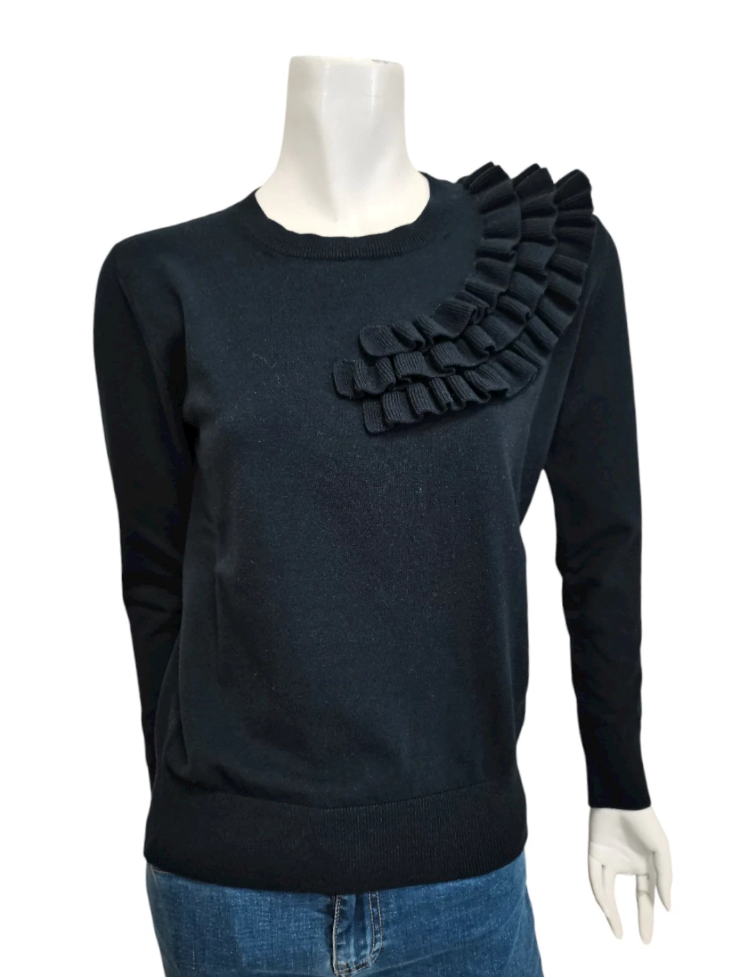 Maglia Girocollo Con Volant Donna S1078