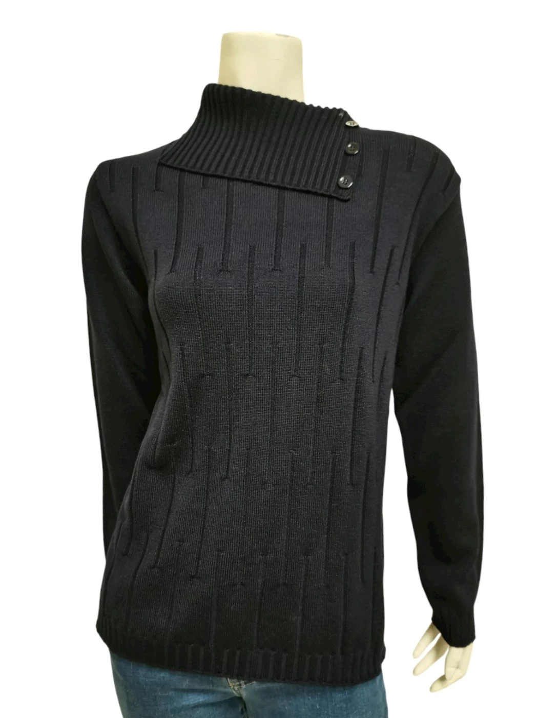 Maglia Dolcevita con Bottoni Sul Collo Donna S1092