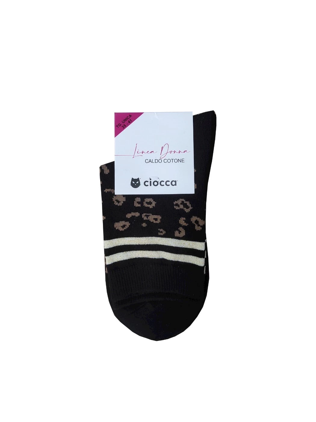 Calza Corta Donna Animalier Con Righe Lurex 358-2