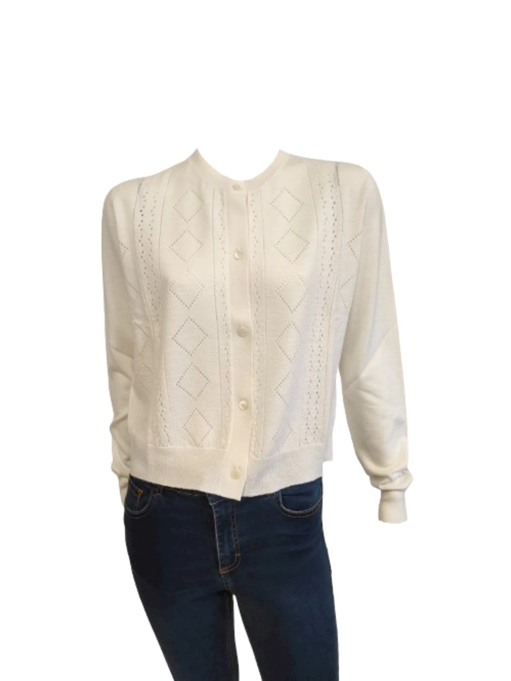 Cardigan Bottoni Donna Traforato D013