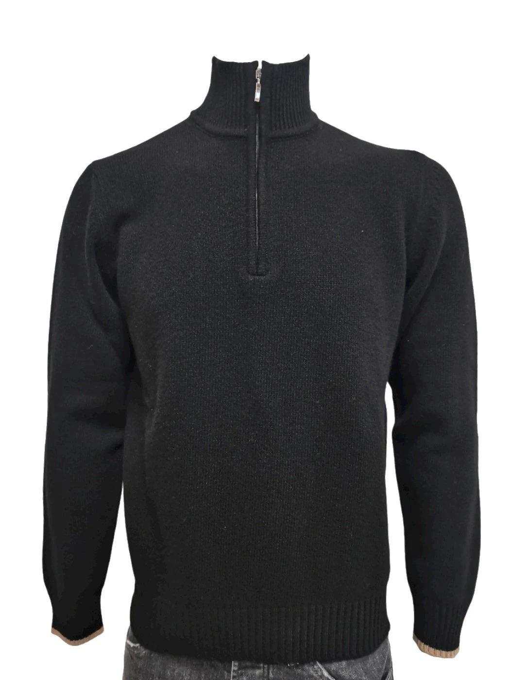 Maglia Lupetto Zip Con Toppe Uomo H866