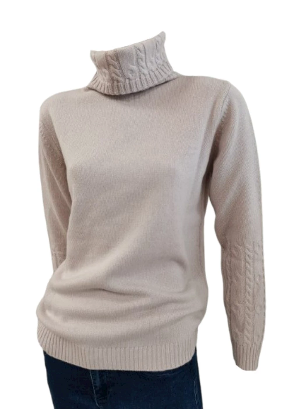 Maglia Collo Alto Trecce Cashmere S1059C
