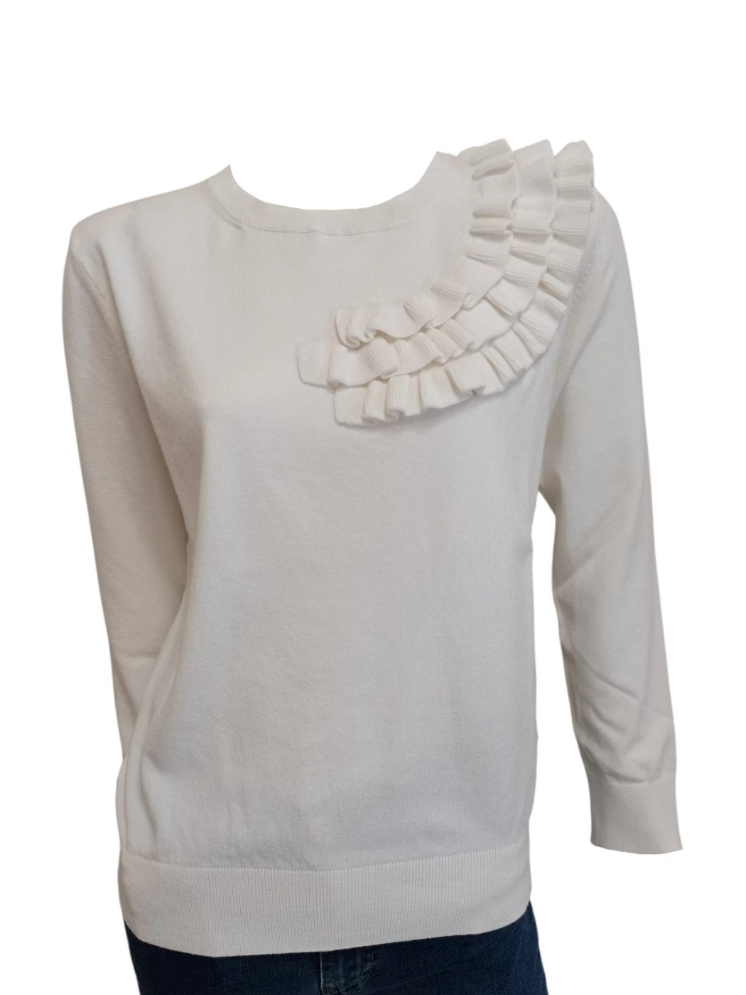Maglia Girocollo Con Volant Donna S1078