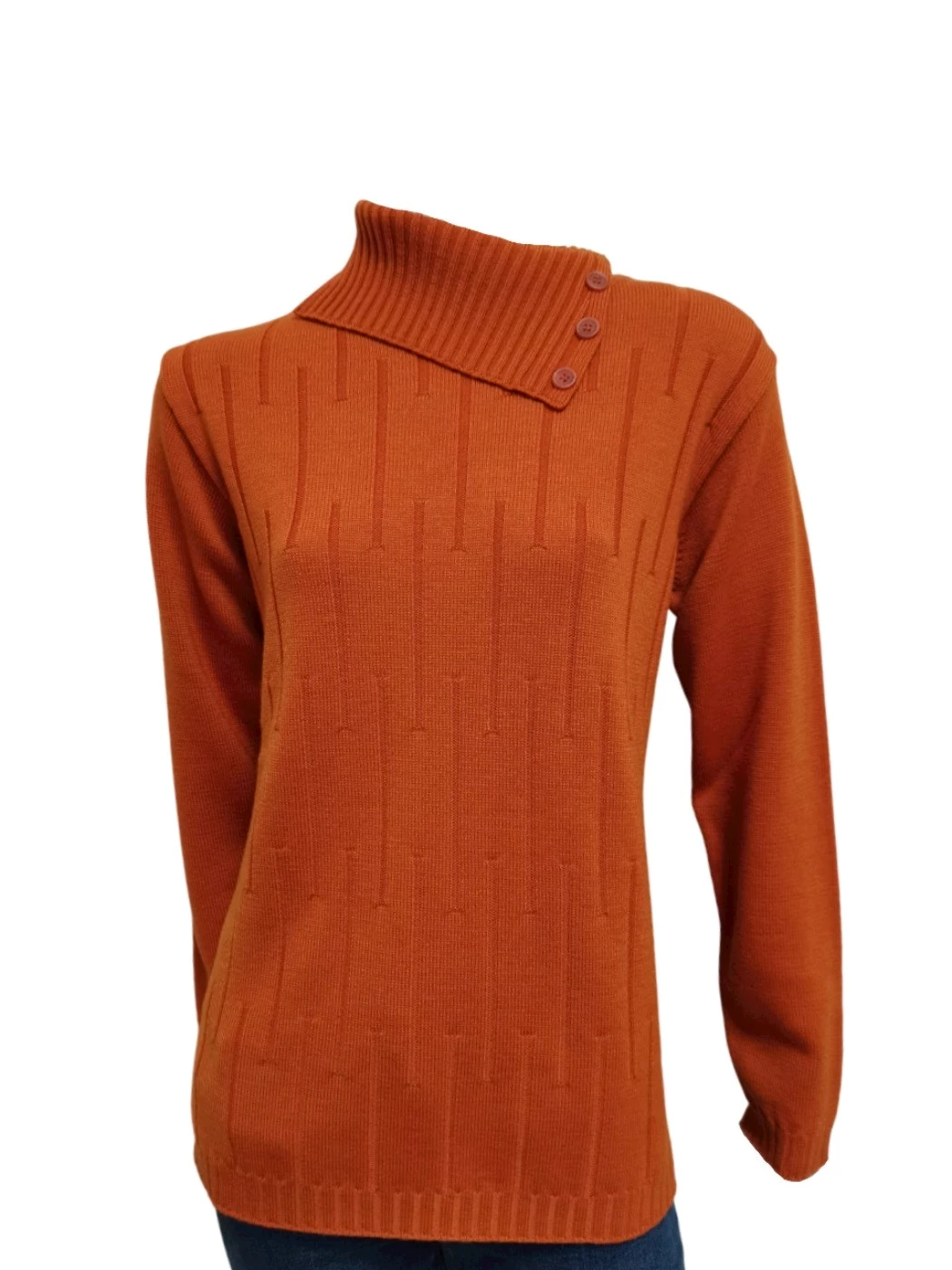 Maglia Dolcevita con Bottoni Sul Collo Donna S1092