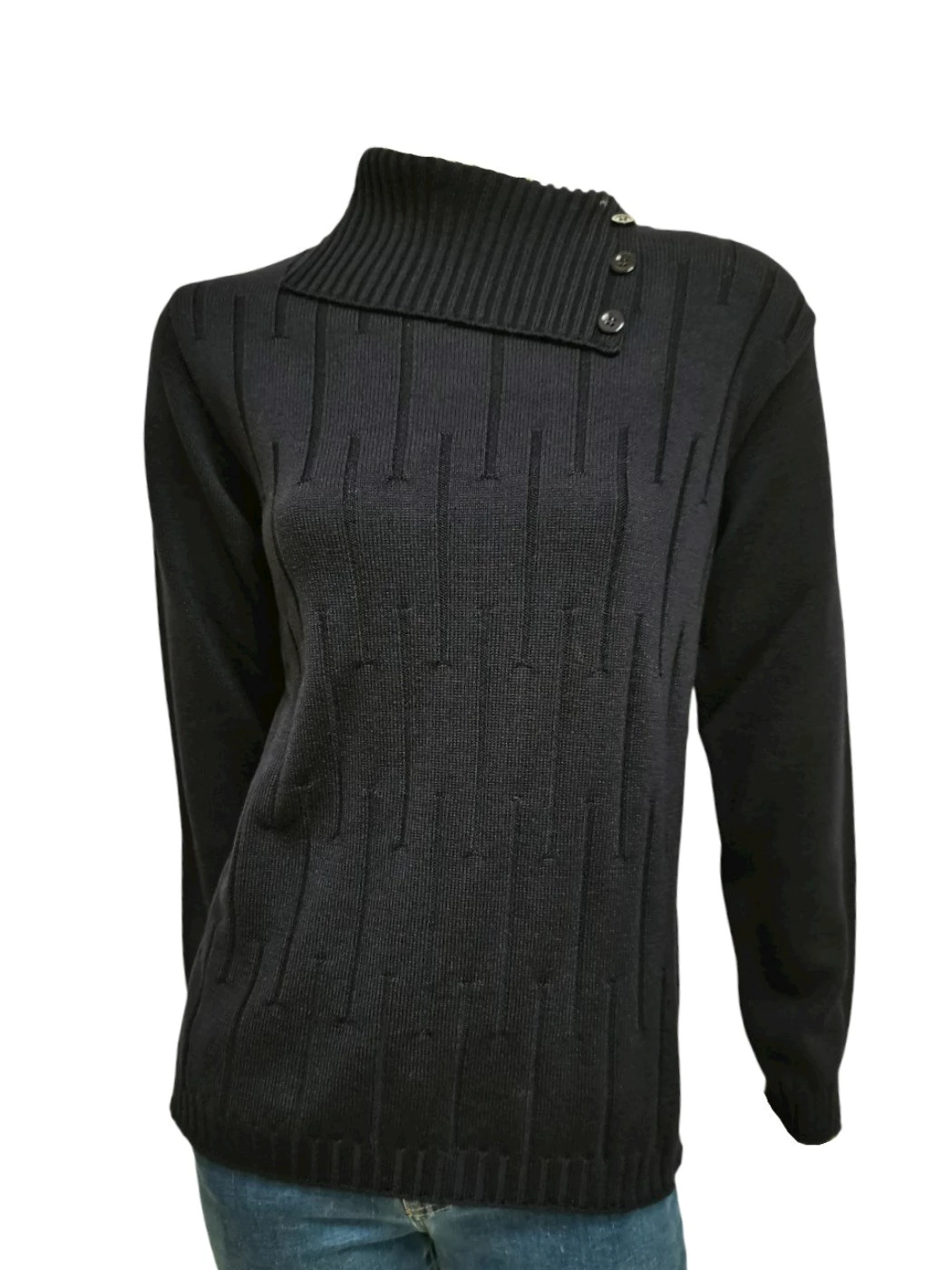 Maglia Dolcevita con Bottoni Sul Collo Donna S1092