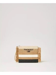 Pochette in paglia con frange Twinset