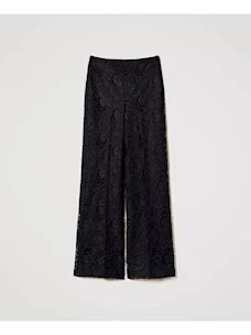 Pantaloni wide leg in pizzo macramè Twinset