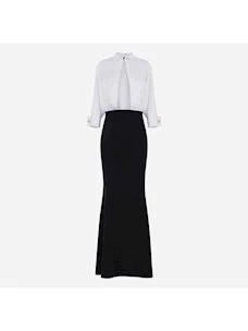 Combined red carpet dress in cotton and crêpe Elisabetta Franchi
