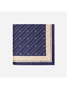 Foulard in seta con pattern righe diagonali e logo EF