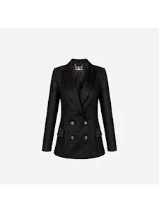 Elisabetta Franchi double-breasted laminated tweed jacket