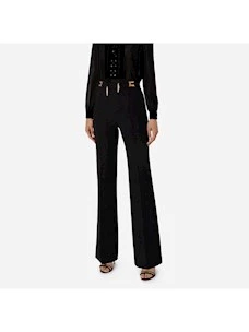 Palazzo trousers in crêpe with Elisabetta Franchi logo plates