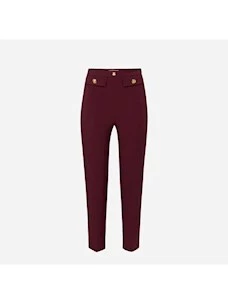 Straight stretch crepe trousers with EF logo rivet
