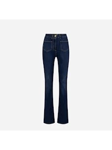 Jeans dritto in cotone stretch con placche logo EF