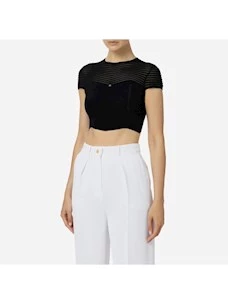 Top cropped in viscosa motivo chevron Elisabetta Franchi