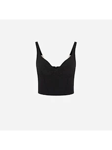 Top bustier in crêpe stretch con ricamo