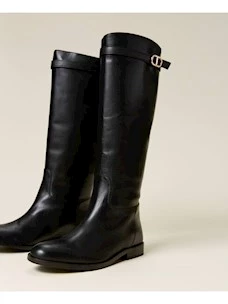 Leather boots with Twinset strap
