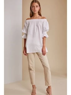 Blouse with bare shoulders and balloon sleeves Luckylu