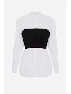 Shirt with overlapping bodice in Elisabetta Franchi jersey