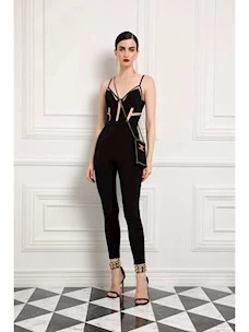 One-piece jumpsuit with Elisabetta Franchi tulle inserts
