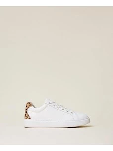 Leather sneakers with animalier detail Twinset