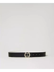 Reversible belt with Oval T Twinset buckle